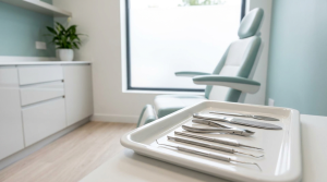 Ayak mantarı bakımı için steril podoloji kliniği ortamı ve aletleri — PODOES